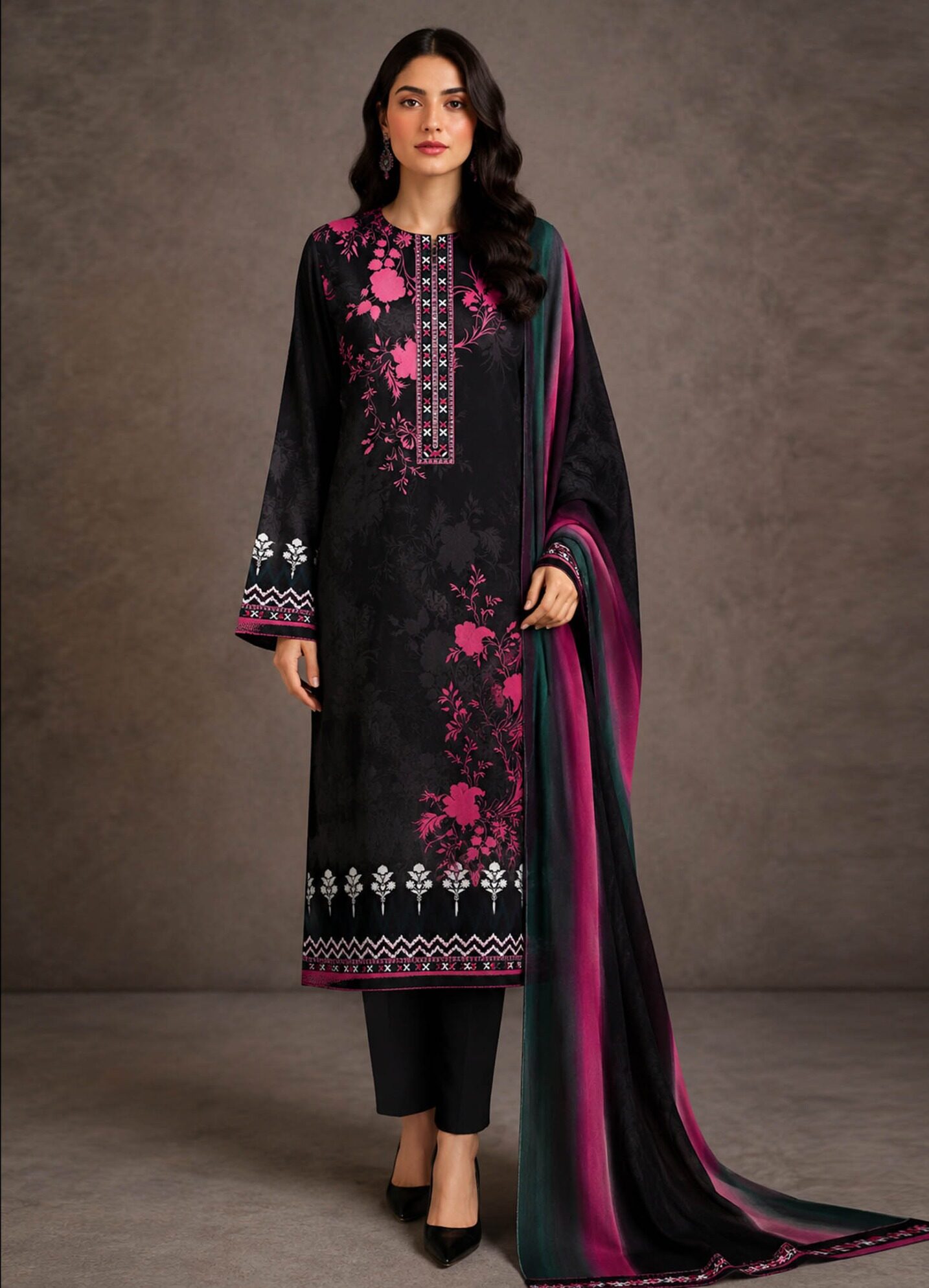 Unstitched Lawn 3 Piece Suit