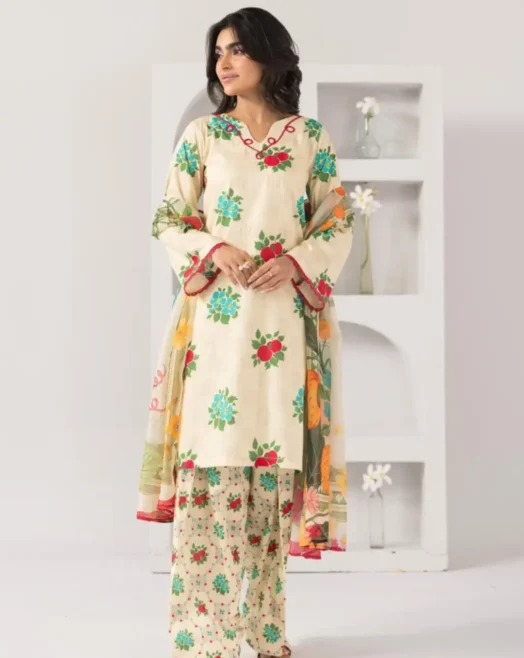 Stitched 3 Piece Digital Print Dress