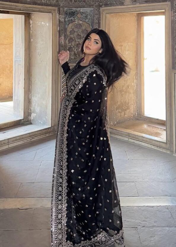 Elegant Stitched 3-Piece Georgette Frock Suit with Heavy Embroidered Organza Dupatta - Image 2