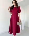 Georgette Balloon Sleeve Flared Maxi Dress