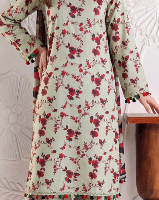 Unstitched 3 Piece Printed Lawn Suit
