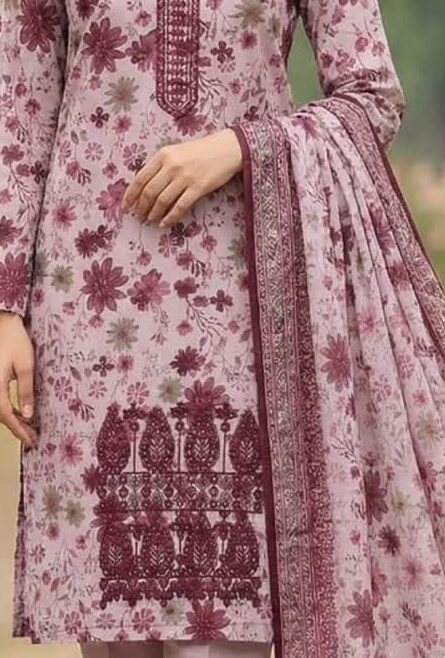 Unstitched 3 Piece Embroidered Airjet Lawn Suit with Lawn Dupatta