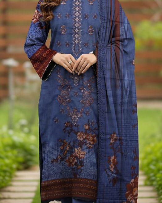 Unstitched 3 Piece Embroidered Airjet Lawn Suit