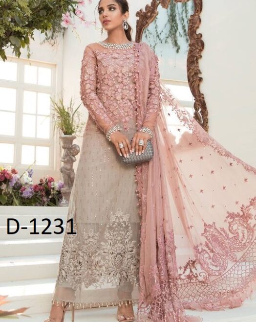 Unstitched 3 Piece Embroidered Chiffon Suit