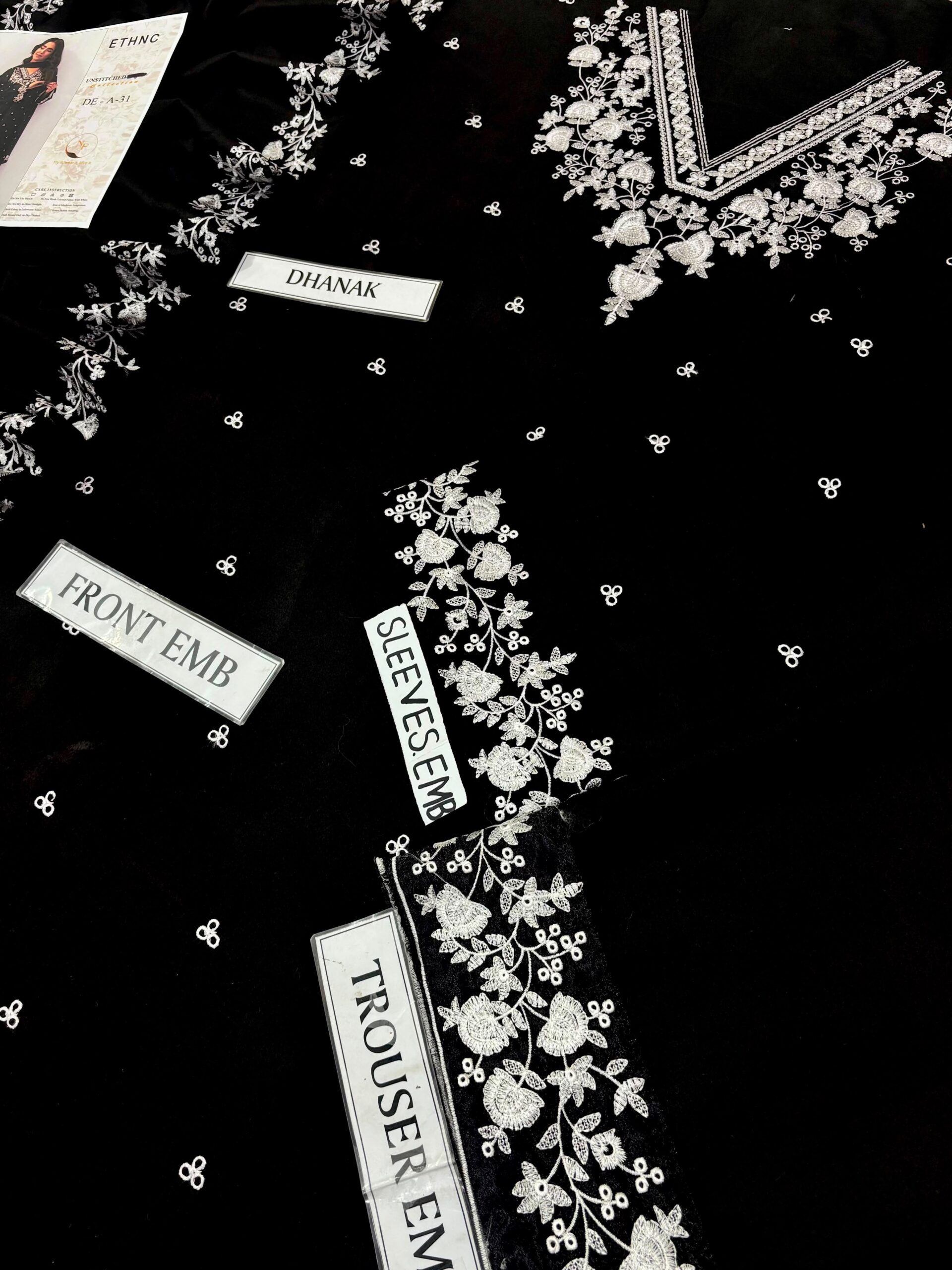 Unstitched Premium Embroidered Dhanak 3 Piece Suit