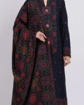 Bareeze Dhanak Unstitched 3 Piece Embroidered Suit with Embroidered Shawl – Navy Blue - 02