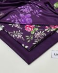 Linen Unstitched 3 Piece Printed Suit with Printed Linen Dupatta – Purple & Floral