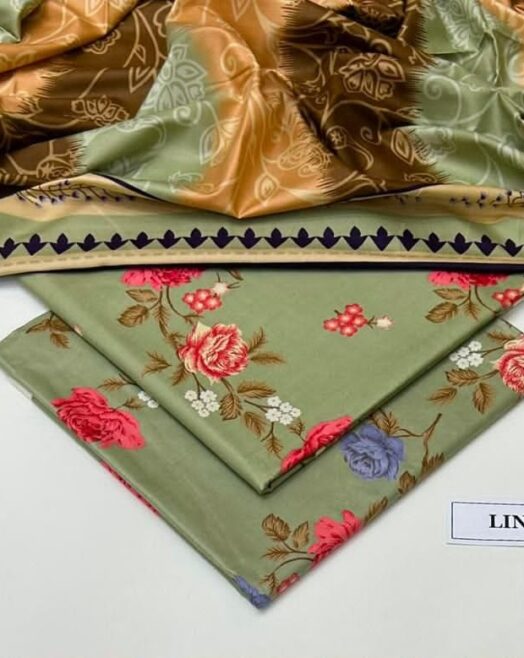 Linen Unstitched 3 Piece Printed Suit