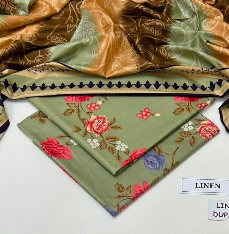 Linen Unstitched 3 Piece Printed Suit