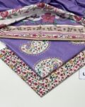 Linen Unstitched 3 Piece Printed Suit with Printed Linen Dupatta – Lilac & Floral Paisley