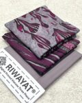Viscose Unstitched 3 Piece Printed Suit with Printed Viscose Dupatta – Dusty Lavender & Plum