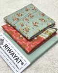 Viscose Unstitched 3 Piece Printed Suit with Printed Viscose Dupatta – Sea Green & Coral Red Floral