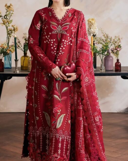 Premium Airjet Dhanak Embroidered 3 Piece Suit