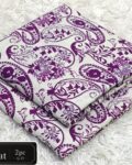Printed Khaddar 2 Piece Suit – Premium Airjet Paisley Collection (Off-White & Purple)