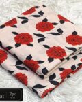 Printed Khaddar 2 Piece Suit – Premium Airjet Floral Collection (Cream & Red)