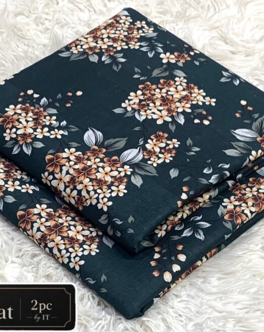 Printed Khaddar 2 Piece Suit – Premium Airjet Floral Collection (Dark Green)
