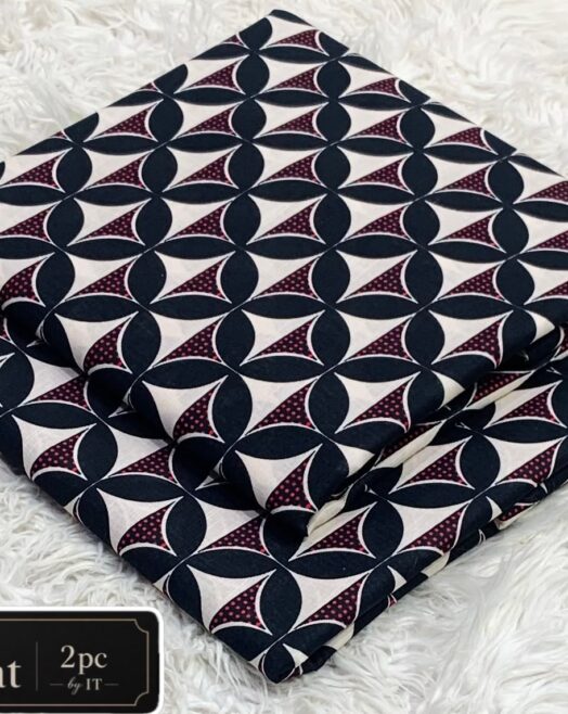 Printed Khaddar 2 Piece Suit – Premium Airjet Geometric Collection (Black & Off-White)