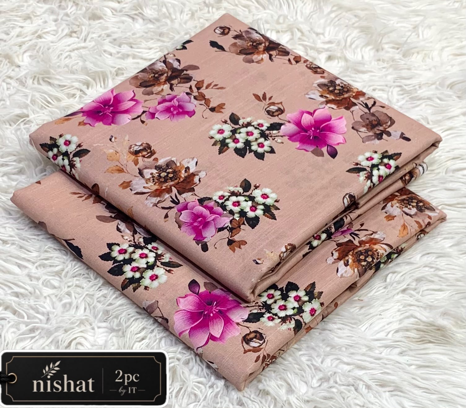 Printed Khaddar 2 Piece Suit – Premium Airjet Floral Collection (Tea Pink / Dusty Rose)