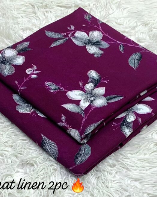Printed Khaddar 2 Piece Suit – Premium Airjet Floral Collection (Deep Plum / Plum Magenta)
