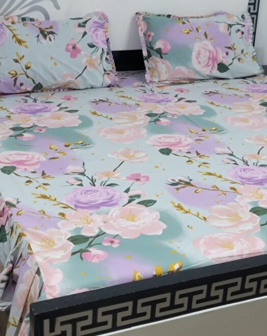 Printed Cotton King Size Bed Sheet Set with 2 Pillow Covers