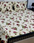 Printed Cotton King Size Frill Bed Sheet Set with 2 Pillow Covers