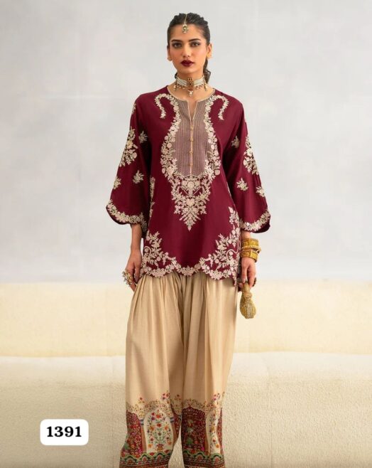 Premium Silk Unstitched 2 Piece Embroidered Suit