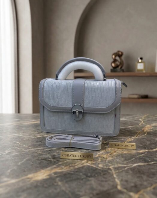 Curated Luxury Faux Leather Structured Top-Handle Crossbody Handbag