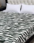 Premium Puffy Ultra-Soft AC Double Bed Blanket – Dark Green & White Zebra Pattern