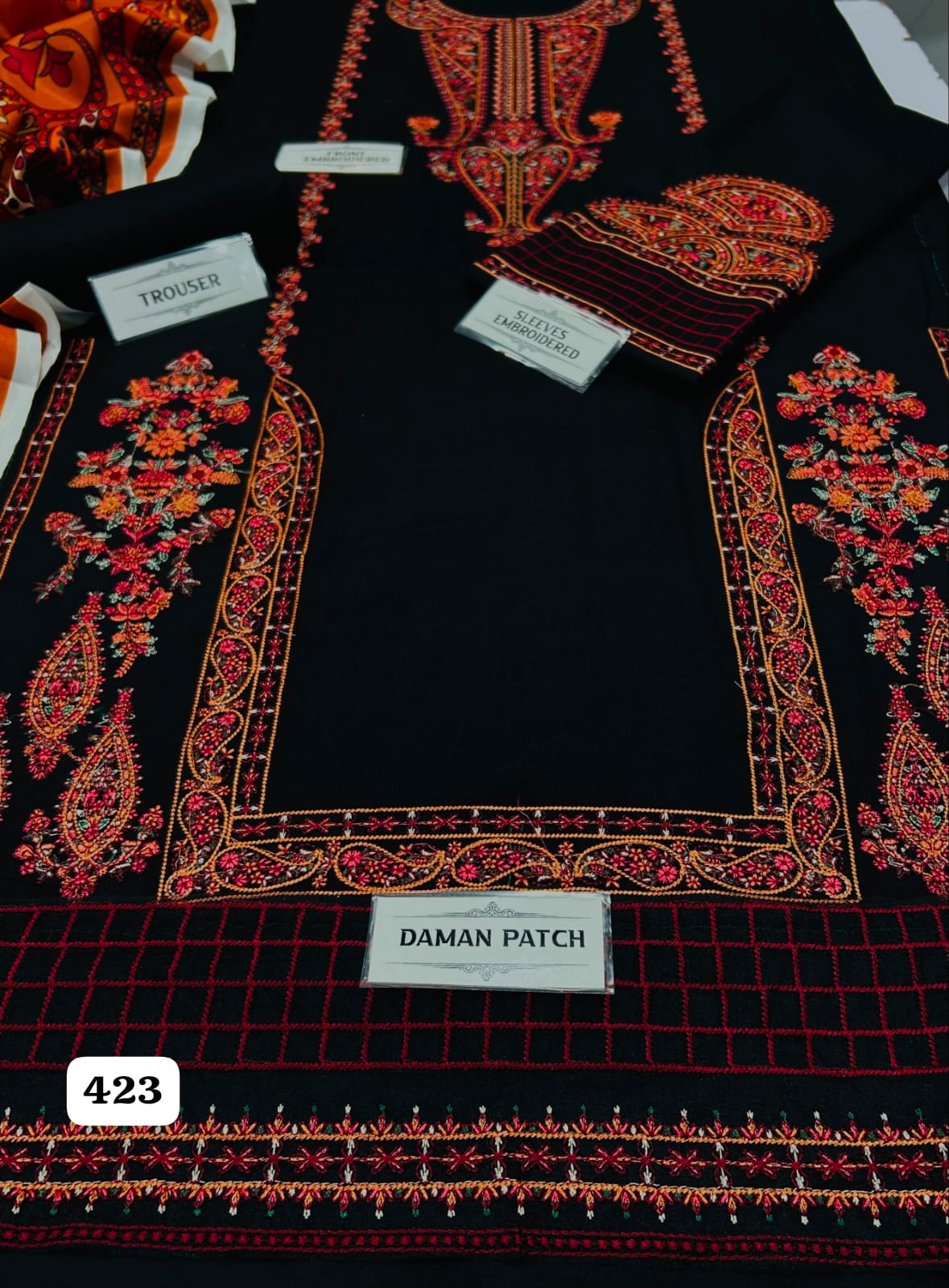 Hussain Rehar Luxury Unstitched 3 Piece Embroidered Dhanak Suit with Woolen Shawl