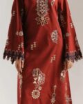 Ethnic Premium Unstitched Airjet Dhanak 2-Piece Embroidered Suit– Maroon