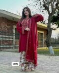Aneelas Luxury Embroidered Dhanak Suit with Embroidered Dhanak Shawl