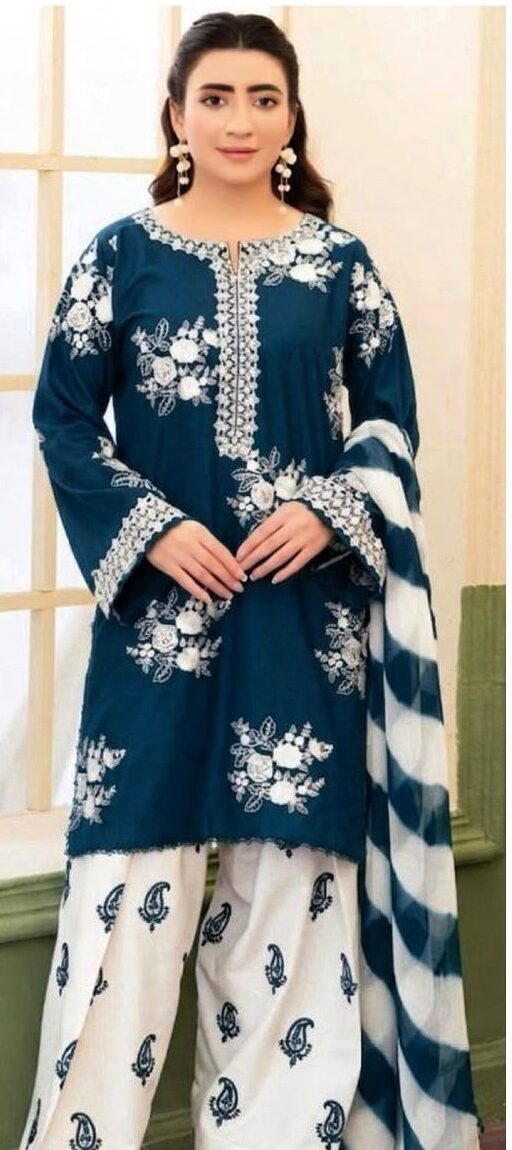 Zara Shahjahan Premium Unstitched Airjet Dhanak 3 Piece Embroidered Suit
