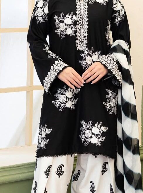 Zara Shahjahan Premium Unstitched Airjet Dhanak 3 Piece Embroidered Suit