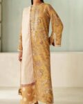 Baroque Premium Unstitched Khaddar 3-Piece Printed Suit– Mustard Gold