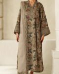 Baroque Premium Unstitched Khaddar 3-Piece Printed Suit– Taupe Brown