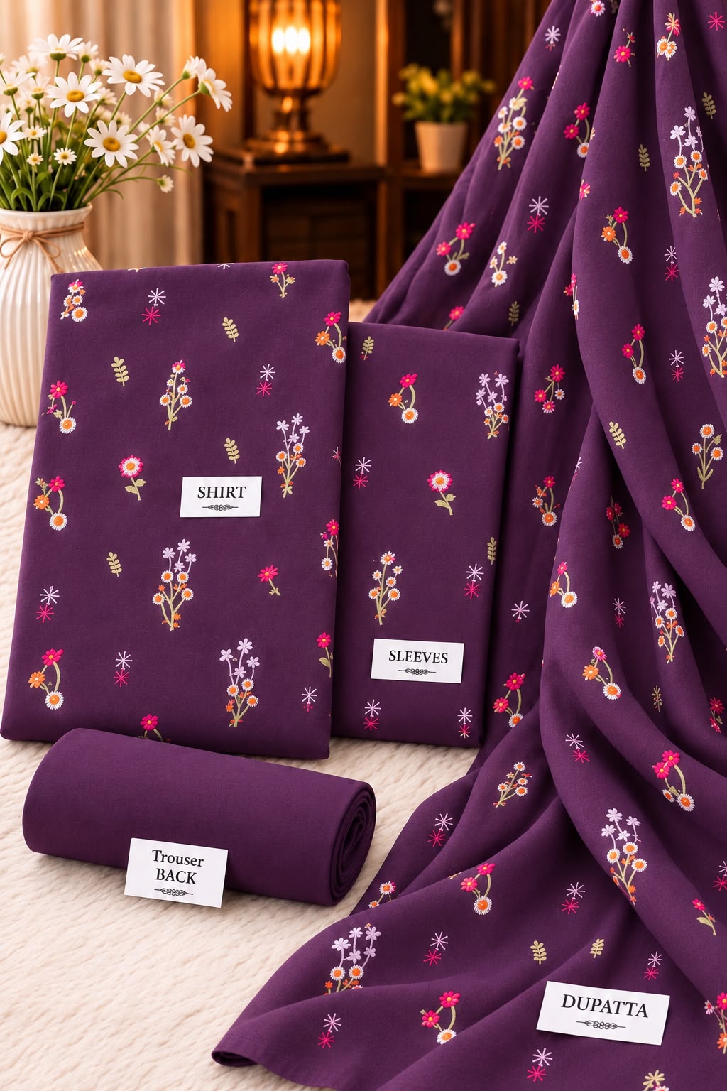 Bareeze Unstitched Heavy Floral Embroidered 3 Piece Dhanak Suit
