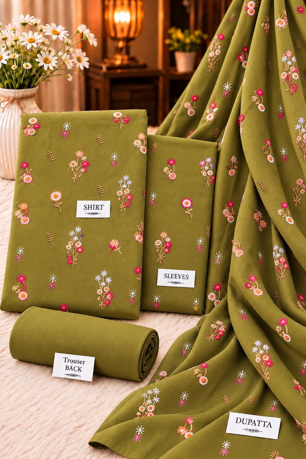 Bareeze Unstitched Heavy Floral Embroidered 3 Piece Dhanak Suit