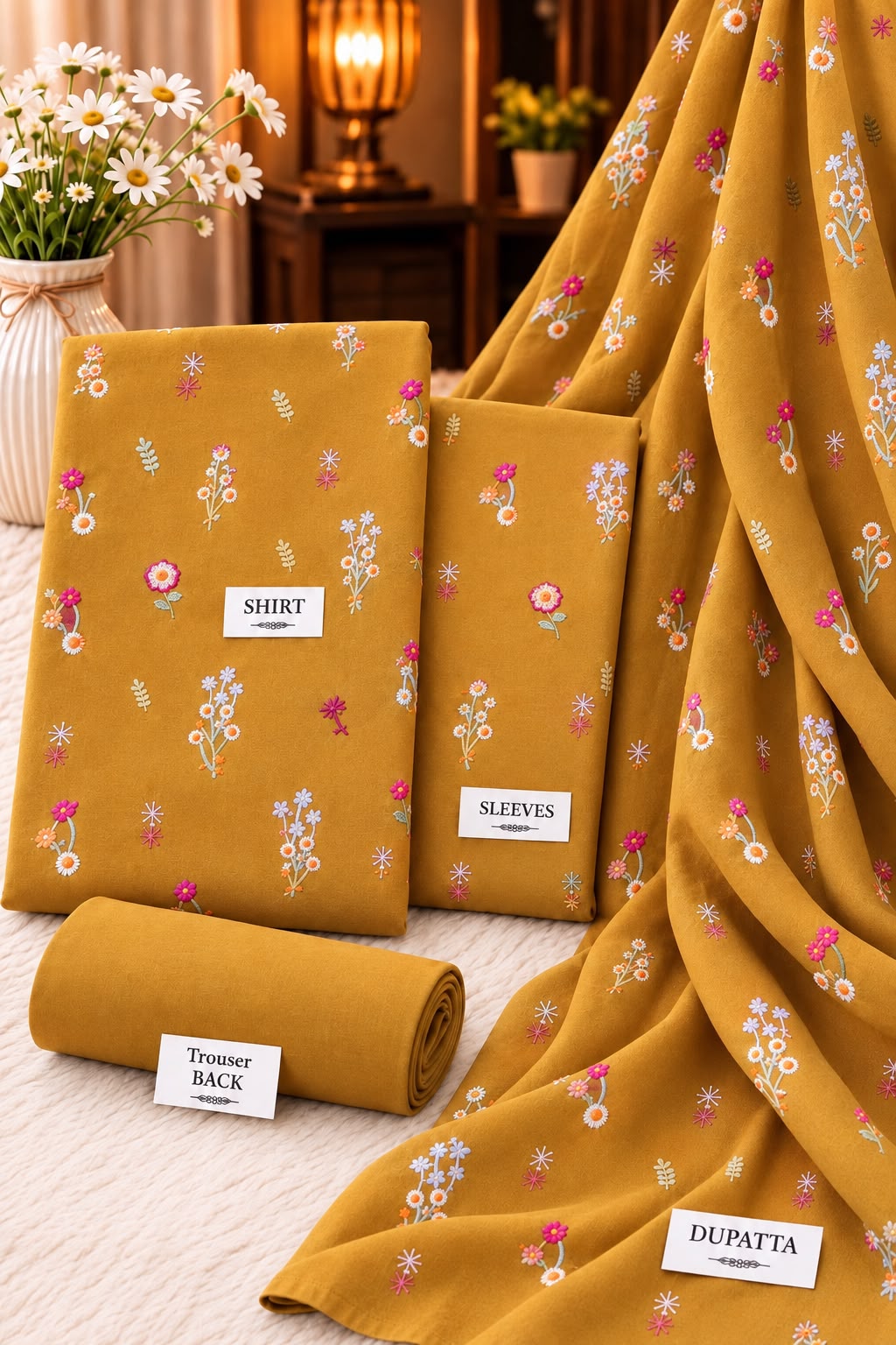Bareeze Unstitched Heavy Floral Embroidered 3 Piece Dhanak Suit