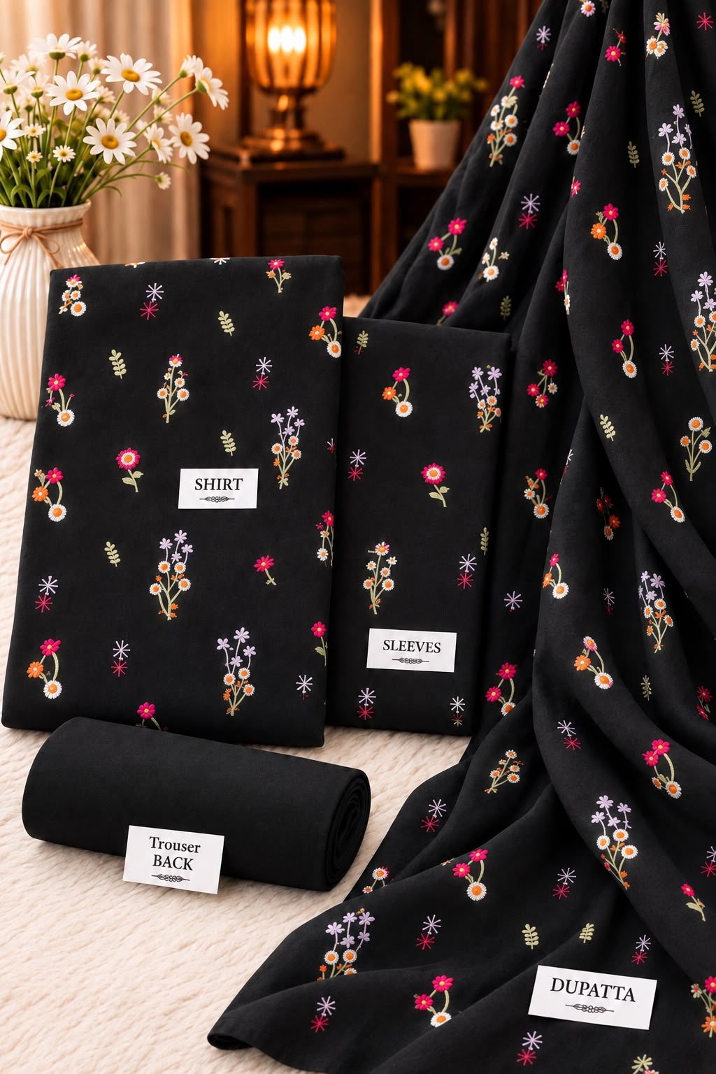 Bareeze Unstitched Heavy Floral Embroidered 3 Piece Dhanak Suit