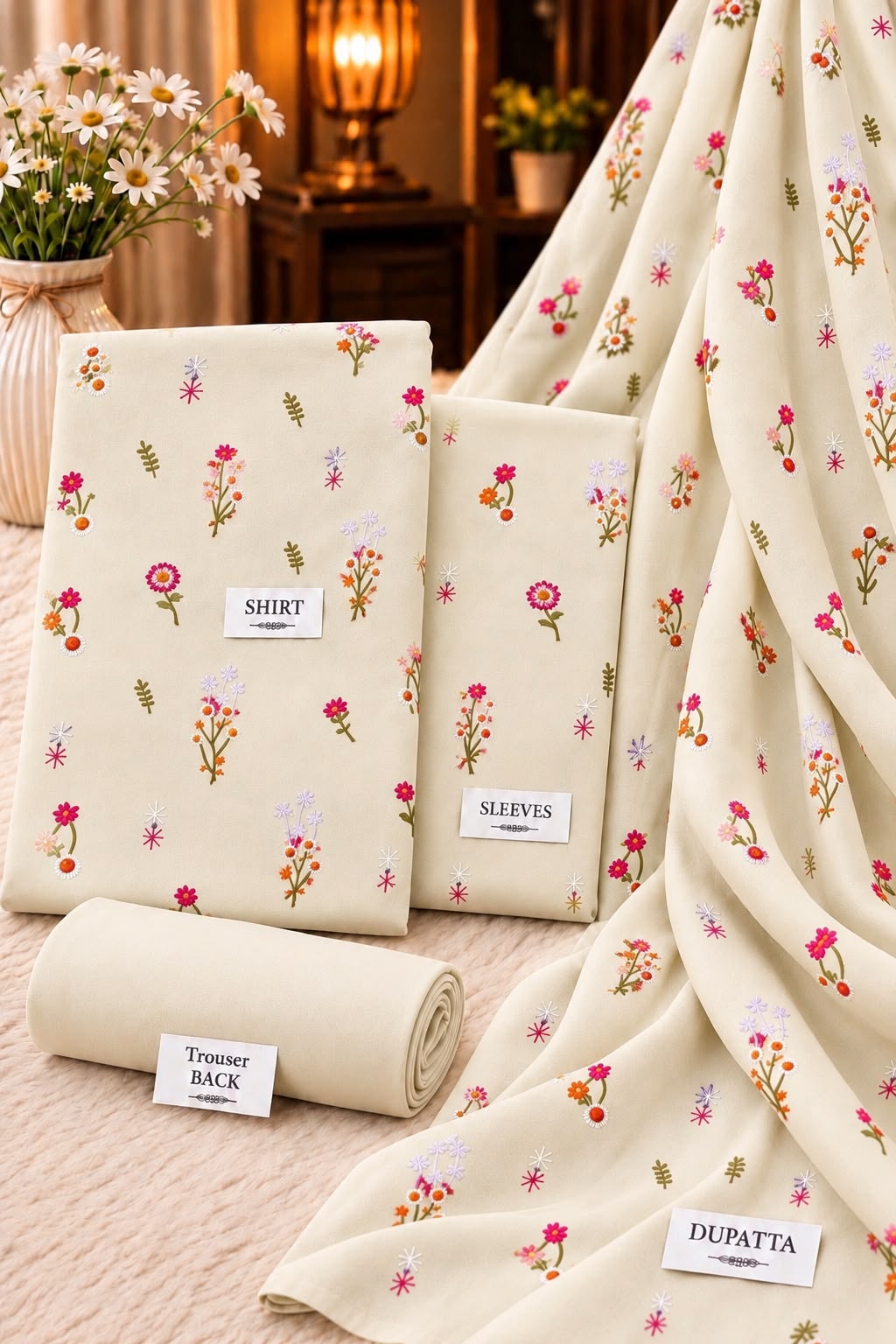 Bareeze Unstitched Heavy Floral Embroidered 3 Piece Dhanak Suit