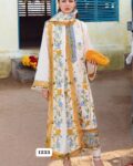 Batik Premium Unstitched 3 Piece Heavy Embroidered Dhanak Suit– Off-White