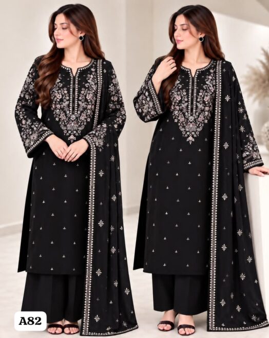 Batik Premium Unstitched 3 Piece Heavy Embroidered Dhanak Suit