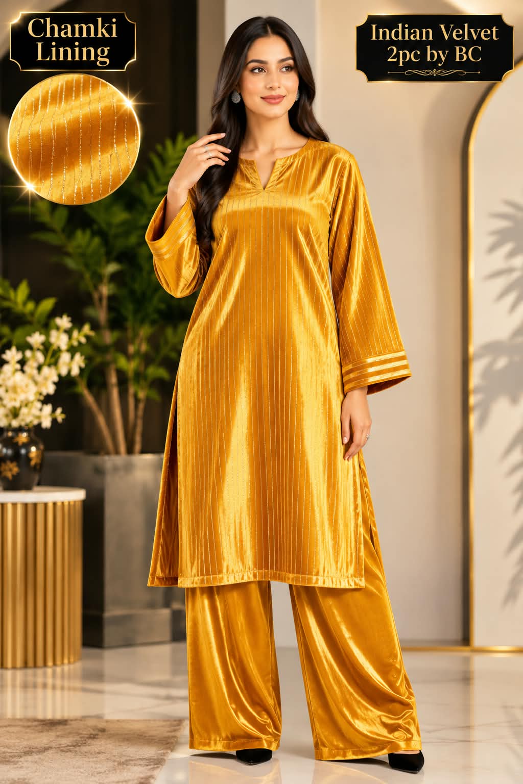 Premium Unstitched Indian Velvet with Chamki Lining 2 Piece Suit