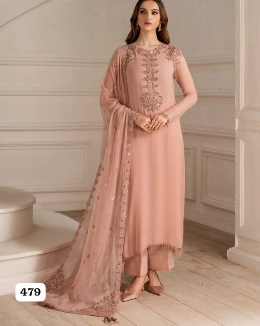 Iznik Premium Unstitched Chiffon 3 Piece Embroidered Formal Suit