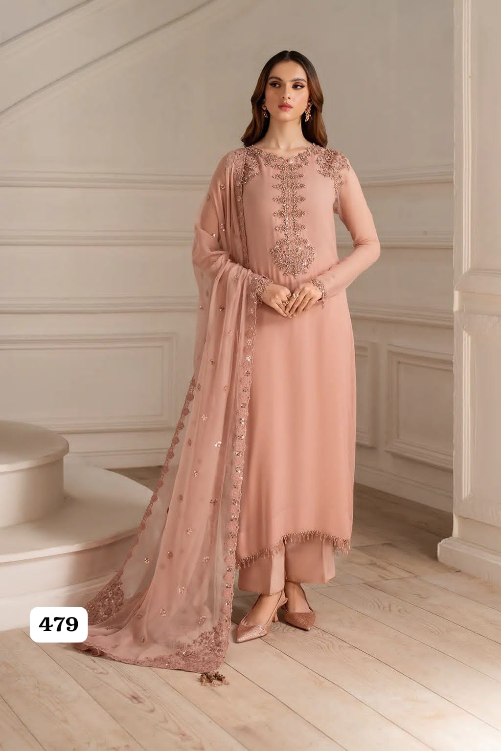 Iznik Premium Unstitched Chiffon 3 Piece Embroidered Formal Suit