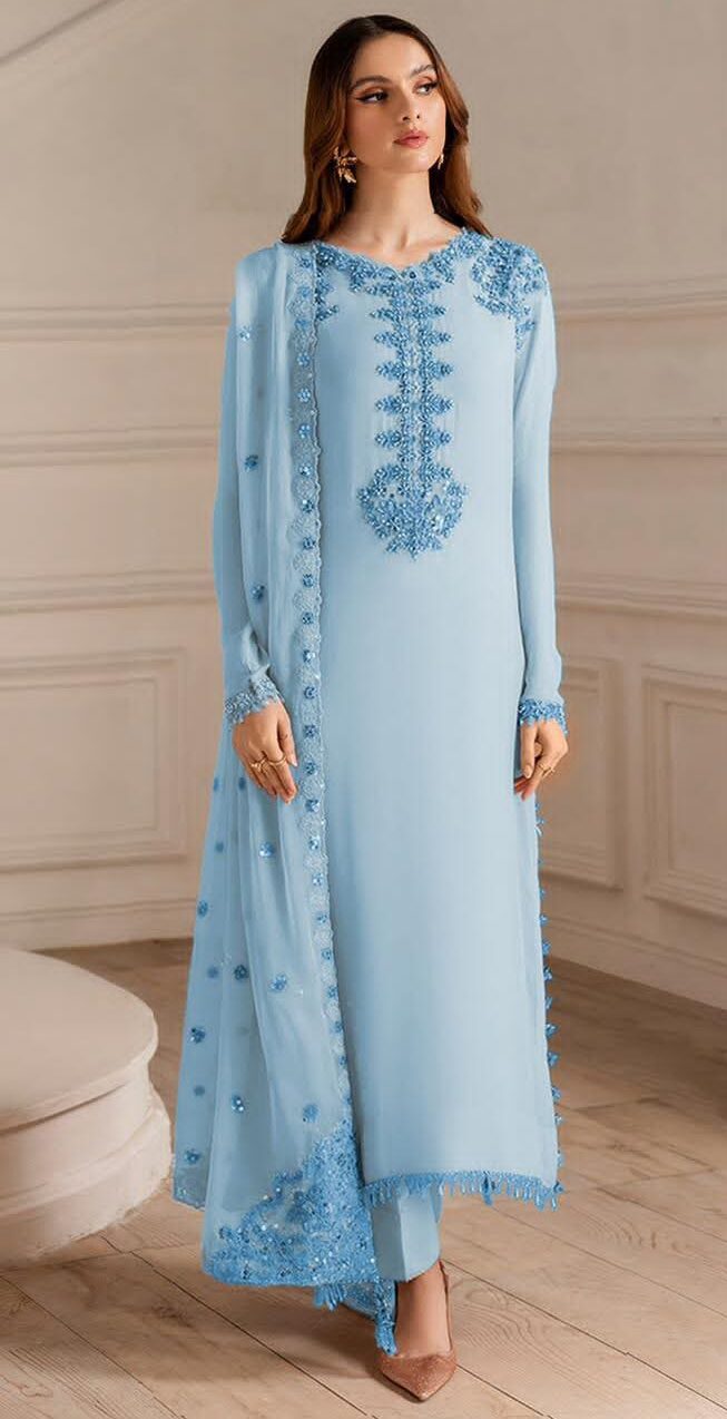 Iznik Premium Unstitched Chiffon 3 Piece Embroidered Formal Suit