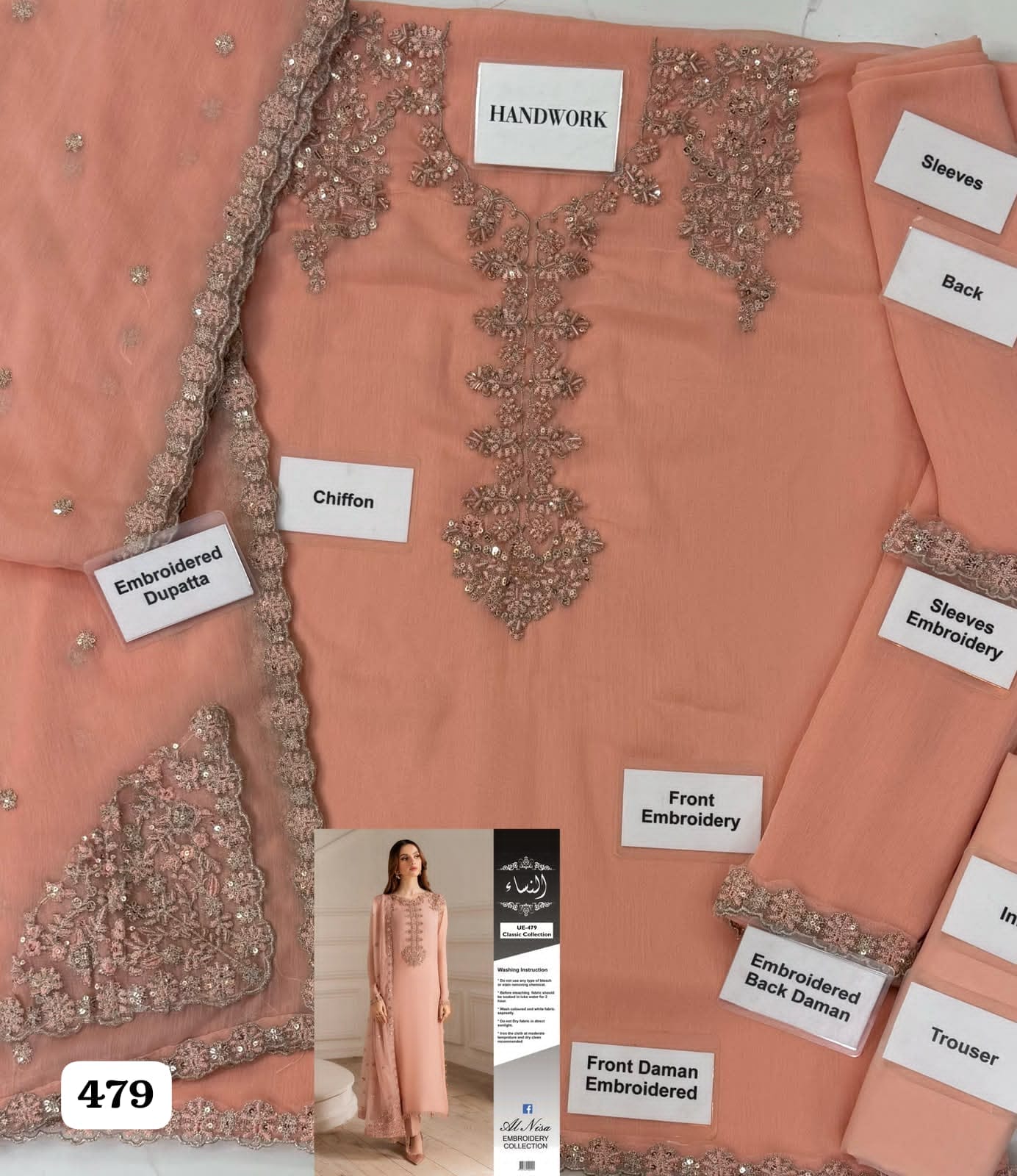 Iznik Premium Unstitched Chiffon 3 Piece Embroidered Formal Suit