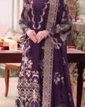 Kahf Premium Unstitched 3 Piece Heavy Embroidered Dhanak Suit– Deep Plum