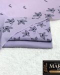 Imported Soft Marina 3 Piece Printed Winter Suit– Light Lavender & Black